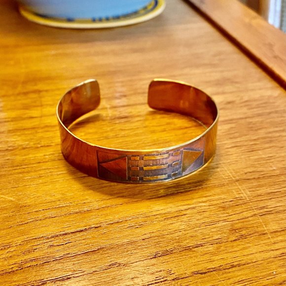 Vintage Copper and Brass Tone Cuff Bracelet - Picture 3 of 5